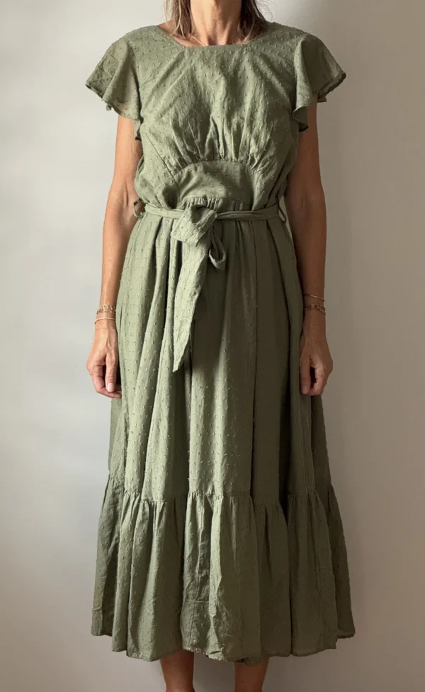 Robe longue plumetis